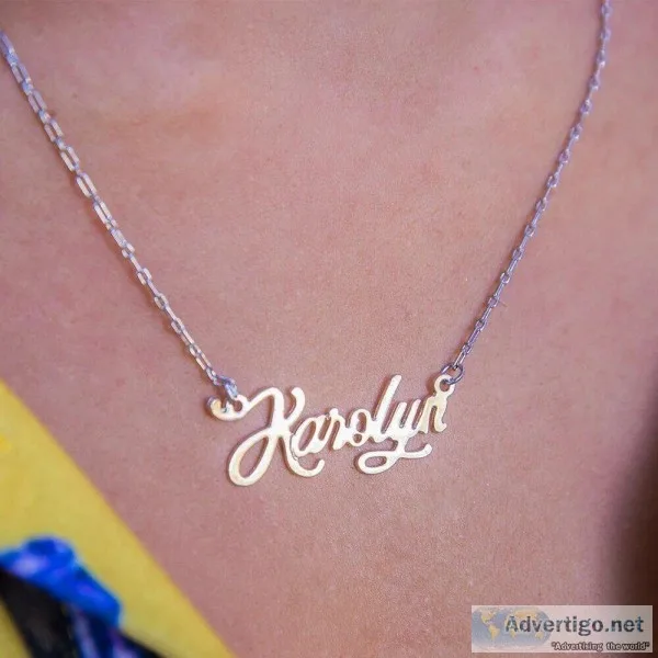 Custom name necklace white gold plated