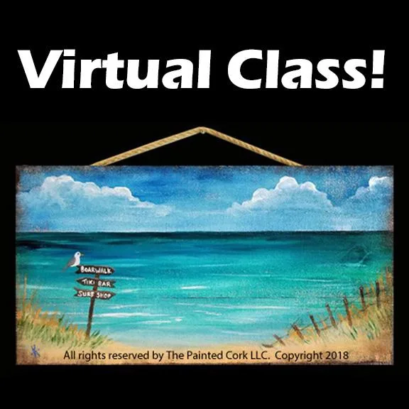 VIRTUAL CLASS 829 Beach Sign on wood pallet sign  PAINT AT HOME