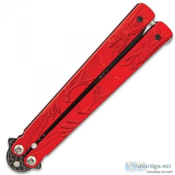 Red butterfly knife stainless steel new