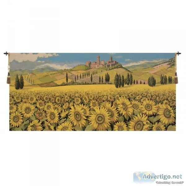 BUY TUSCAN SUNFLOWER WIDE LANDSCAPE ITALIAN TAPESTRY WALL HANGIN