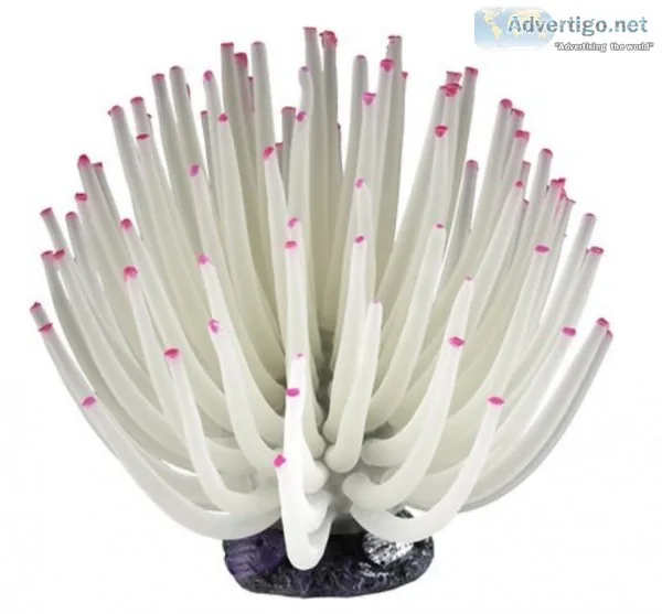 Tetra Blooming Collection Anemone Aquarium Decor White