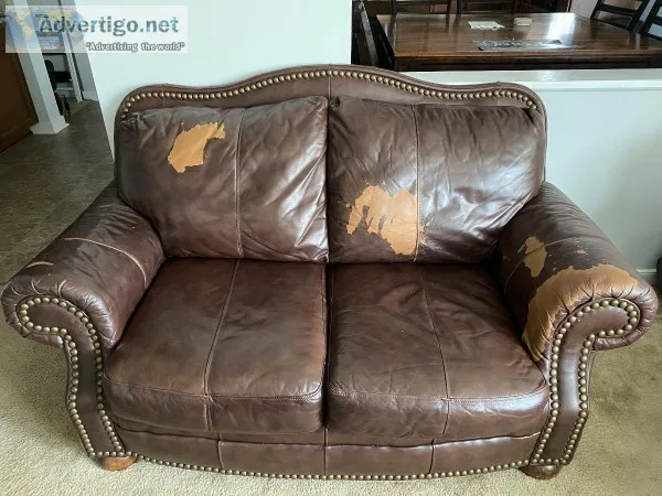 Matching Leather Love Sofa