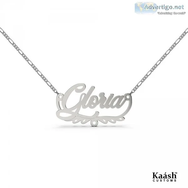 Personalized Name Necklace with Banner Silver