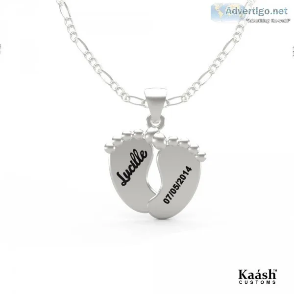 Feet Pendant Name Necklace Silver