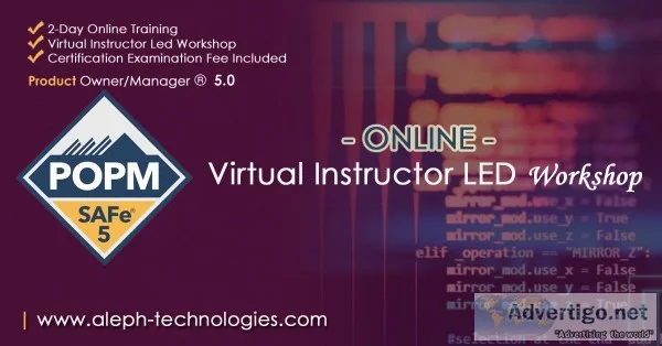 Product Owner- Product Manager  POPM  Virtual Instructor Led Wor