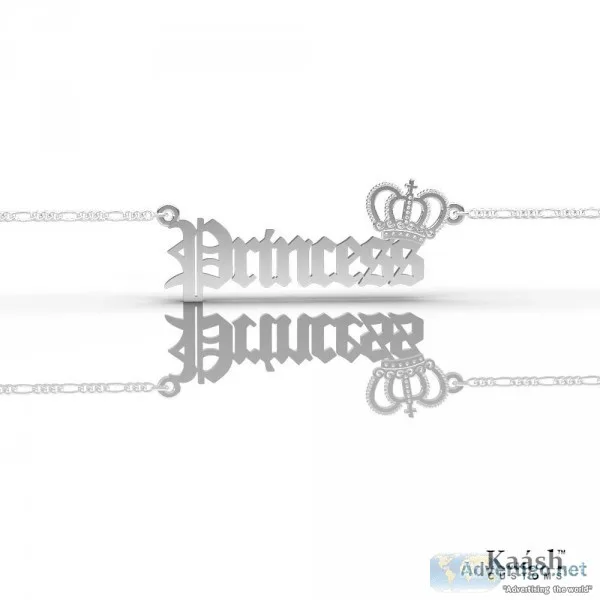 Custom Claister Black Crown Princess Name Necklace