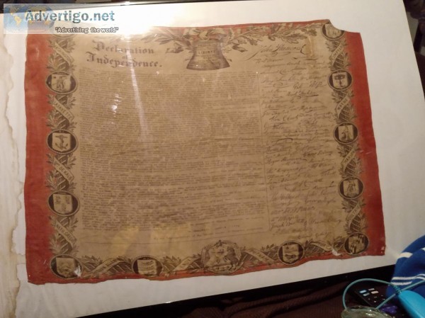 Rare Small 1700s United States Declaration of Independence Flag 