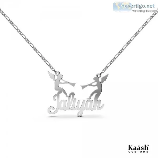 Personalized Name Necklace with Banner White Gold Plated