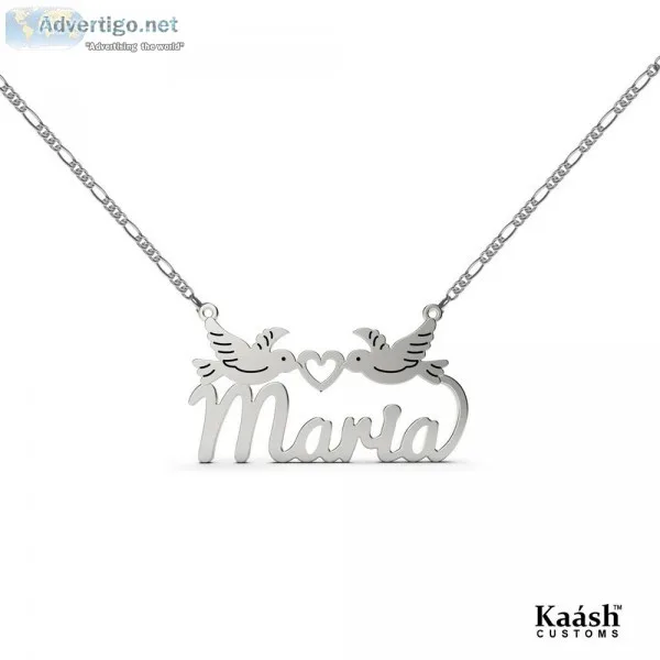 Personalized Name Necklace with Banner Silver