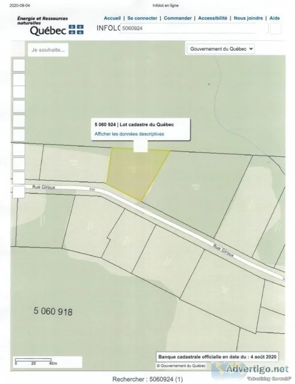 Terrain &agrave construire 29 120 pc Saint-Ren&eacute de Beauce