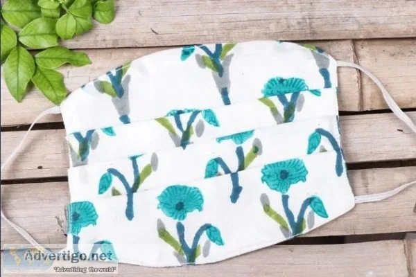Sanganeri Hand Block Printed 3 Layer Cotton Fabric Pleated Face 