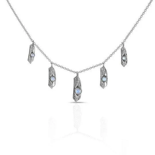 SILVER MOONSTONE NECKLACE-DROPS OF INFINITY