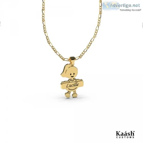 Boy and Girl Name Necklace Gold Plated