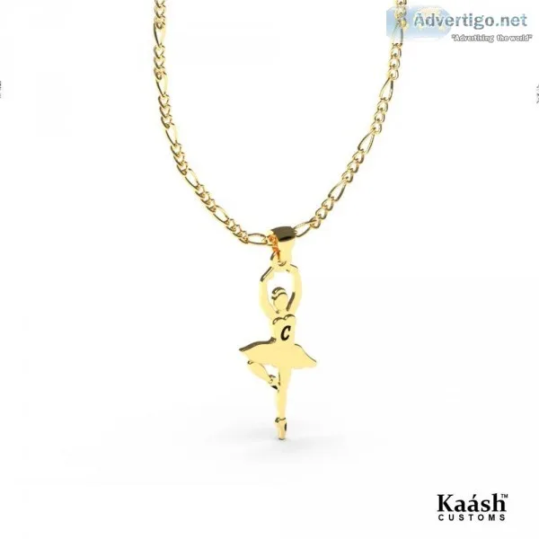 Ballerina Pendant with Name Initial Gold Plated
