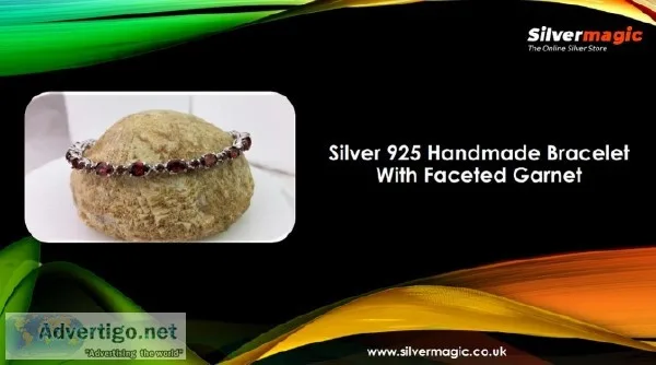 Silver 925 Handmade Bracelet With Faceted Garnet