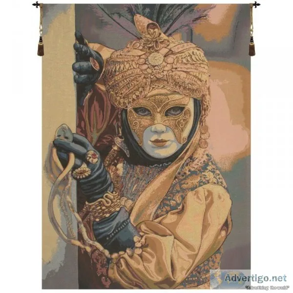 BUY MASK ON THE FOREGROUND ITALIAN TAPESTRY WALL HANGING