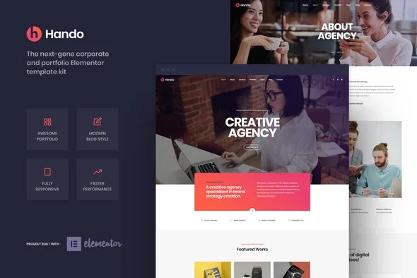 Hando - corporate & portfolio elementor template kit