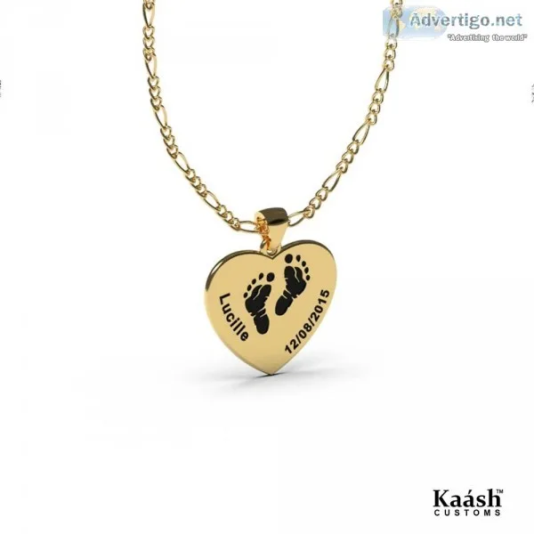 Heart Pendant With Engraved Foot Gold Plated