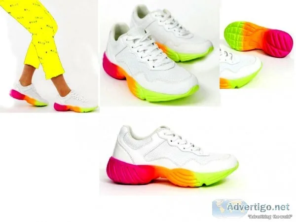 New European Rainbow Athletic Lace Up Sneakers