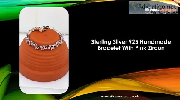 Sterling Silver 925 Handmade Bracelet With Pink Zircon