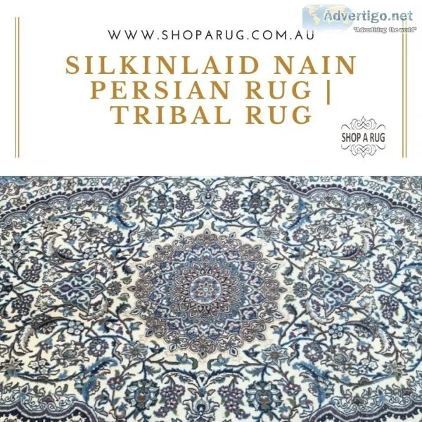 Silkinlaid Nain Persian Rug  Tribal Rug