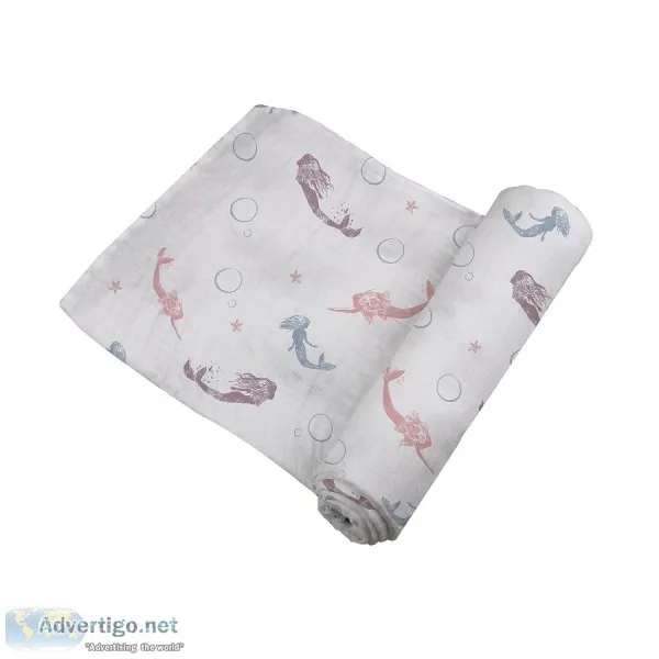 Organic Baby Muslin Swaddle for Your New Born Baby Girl Mermaid 