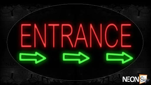 Entrance With Arrow Sign Logo Neon Sign