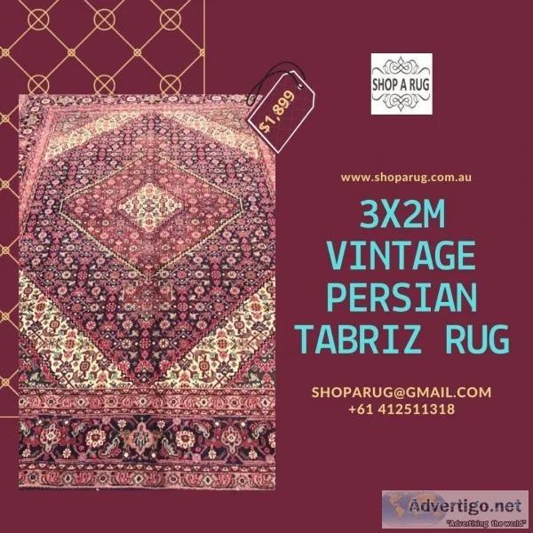 3x2m Vintage Persian Tabriz Rug