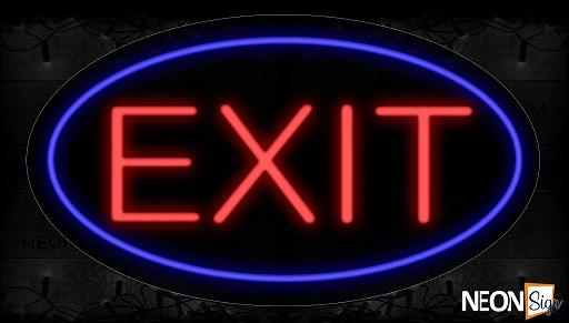 Exit With Circle Border Neon Sign