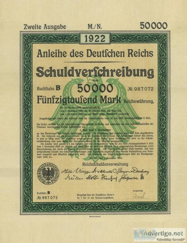 Fifty Thousand Deutsch Mark Promissory Note