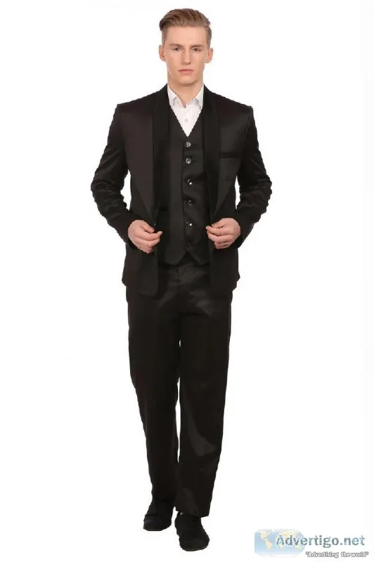 Poly Blend Black Tuxedo 3-Pc Suit