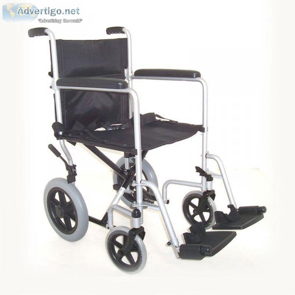 Z-Tec Folding Steel Transit Wheelchair in Silver