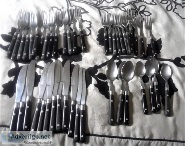44-Piece SilverBlack Flatware Set