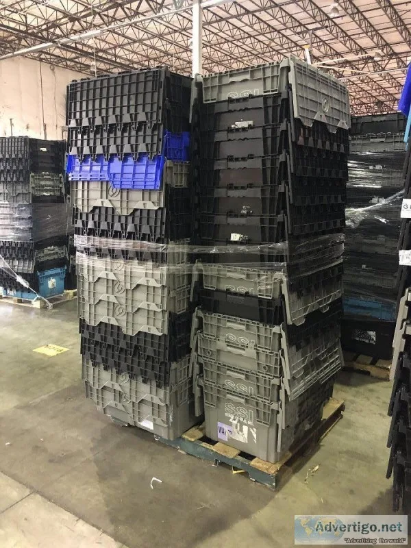 Storage Tote Bins Attached Lid
