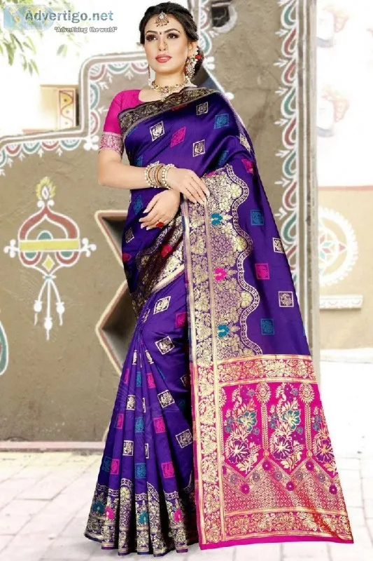 Violet Art silk saree