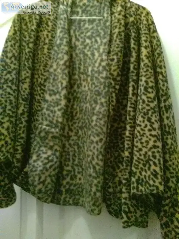 Leopard plush Cape with Dolman Sleeves