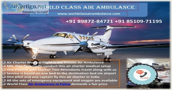 World Class Air Ambulance from Patna- 100 % Authorized and Certi