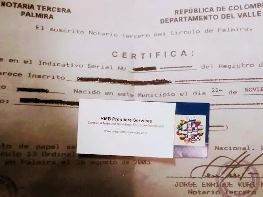 TRADUCCIONES CERTIFICADAS DE ACTAS DE NACIMIENTO