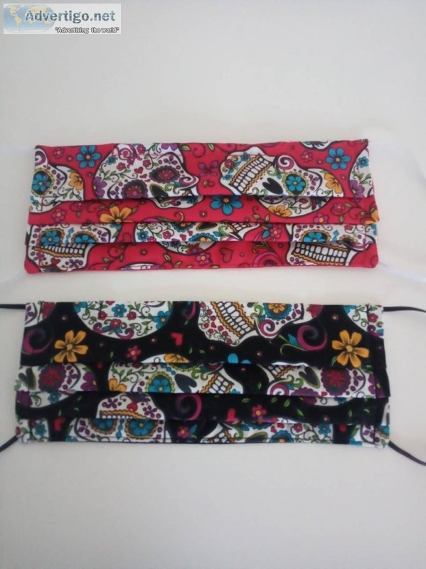 Adult Pleated Sugar Skulls and Flowers Day of The Dead Tote Face