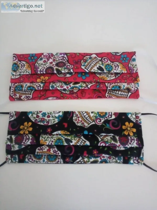 Adult Pleated Sugar Skulls and Flowers Day of The Dead Tote Face