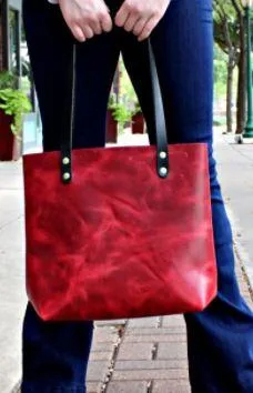 Buy Soft Smooth textured Red leather tote  KERRY NOEL