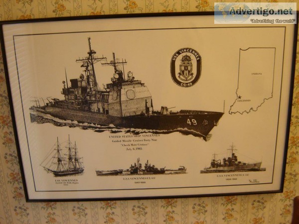 USS Vincennes CG-49 Guided Missile Cruiser. size is 16" X 24
