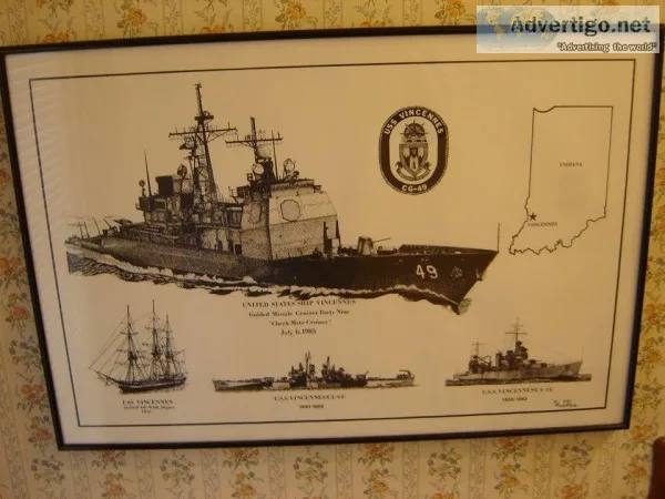 USS Vincennes CG-49 Guided Missile Cruiser. size is 16&quot X 24