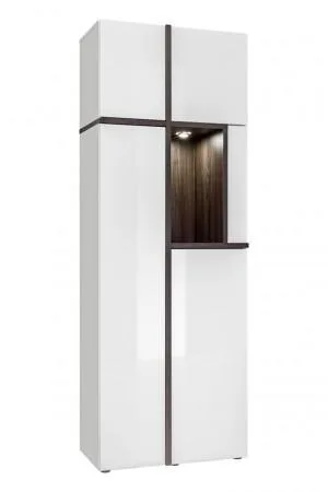 Buy Darta White Gloss And Dark Elm Narrow Display Cupboard