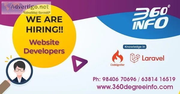 We are hiring for WebPHP (laravel or codeigniter) developer