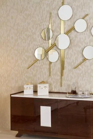 Buy High Gloss Brown and Cream Sideboard 260cm