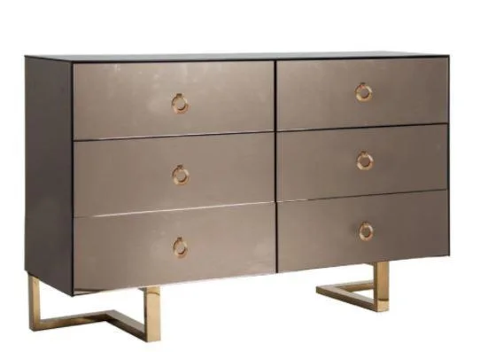 Shop for Tako Brown Mirrored Wide Chest Of Drawers - ChicParadis
