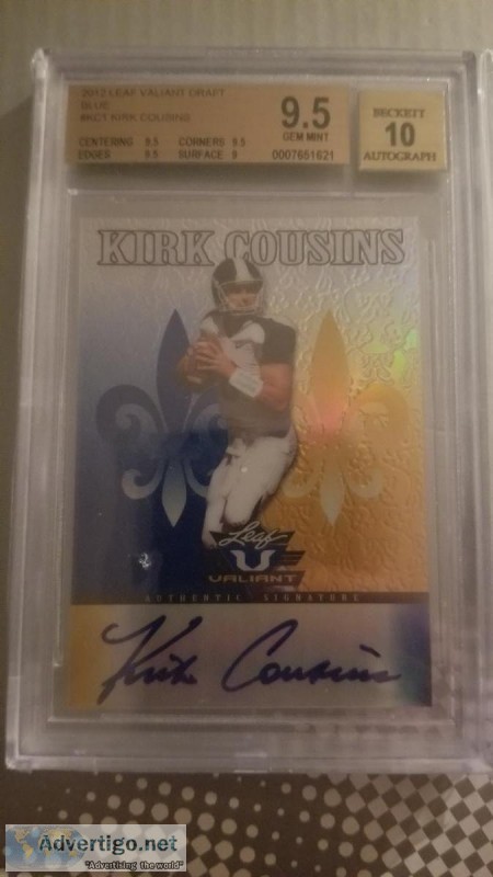 2012 LEAF VALIANT DRAFT BLUE KIRK COUSINS RC BGS 9.5 AU 10