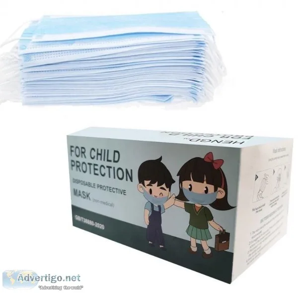 50Pcs Kids Disposable 3 Ply Breathable and Comfortable Anti Dust