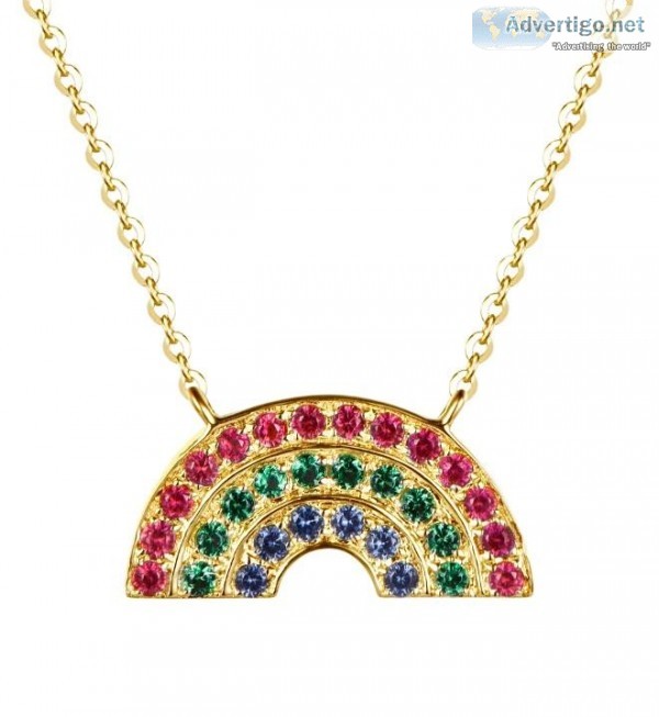 Look Charming with Gold Rainbow Necklace